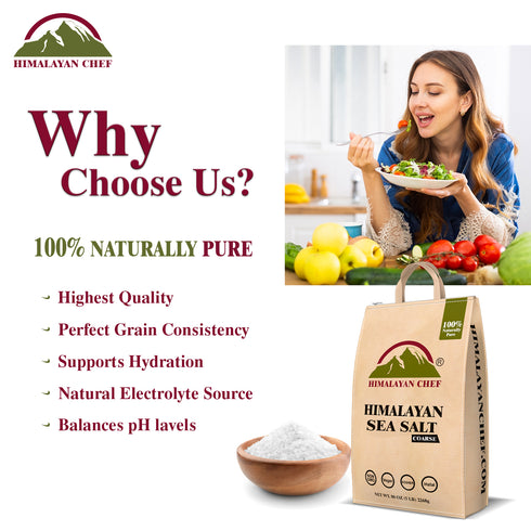 Himalayan Chef Sea Salt, Coarse Grain, 5 Pound Bag | 3 Pack